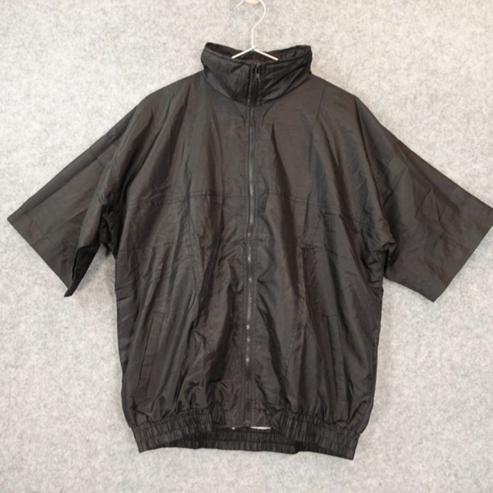 Black Packable Wind Jacket Mens L Utility Tech Full Zip Short Sleeve YOUNG STYLE